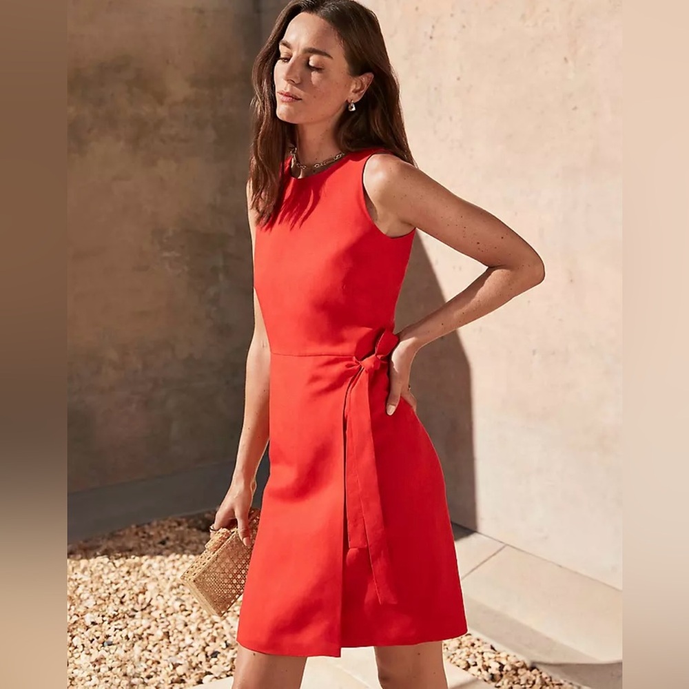 NWT Ann Taylor Linen Blend Sleeveless Sheath Dress